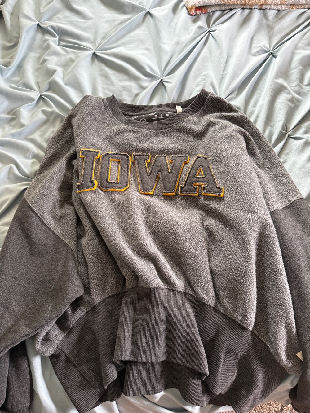 Pressbox Gray Iowa Pullover Sweater with Gold Trim